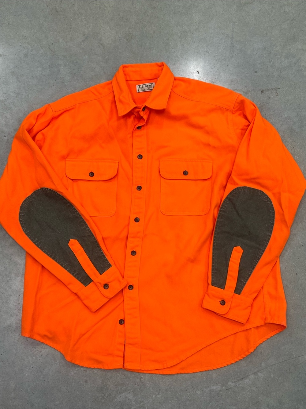 L.L. Bean Orange Button-Down Hunting Shirt with reflective sleeves XXL